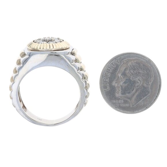 White Gold Diamond Men's Ring - 14k Round Brilliant .50ctw Cluster - Picture 5 of 6